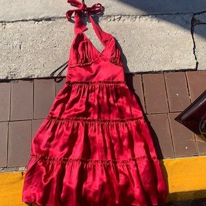 betsey johnson silk red dress 👄 size 4 fits xs/s vintage one of a kind!